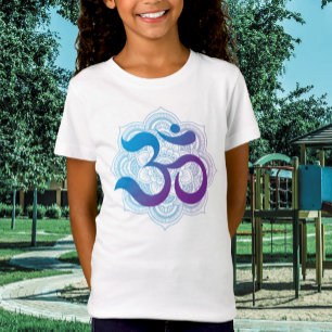 T-Shirt Symbole violet et bleu Om Mandala Flower Kids