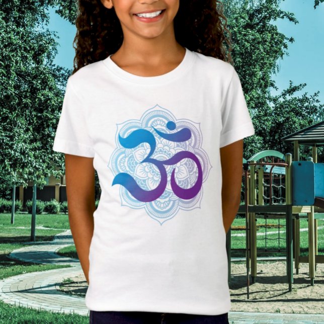 T-Shirt Symbole violet et bleu Om Mandala Flower Kids (Créateur téléchargé)