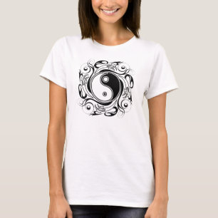T-shirt Symbole Yin et Yang Style tatouage noir et blanc