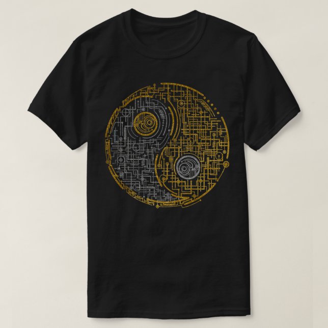 T-shirt Symbole Yin Yang argent et or (Design devant)