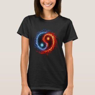 T-shirt Symbole Yin Yang de Feu et d'Eau Équilibre Tai Chi