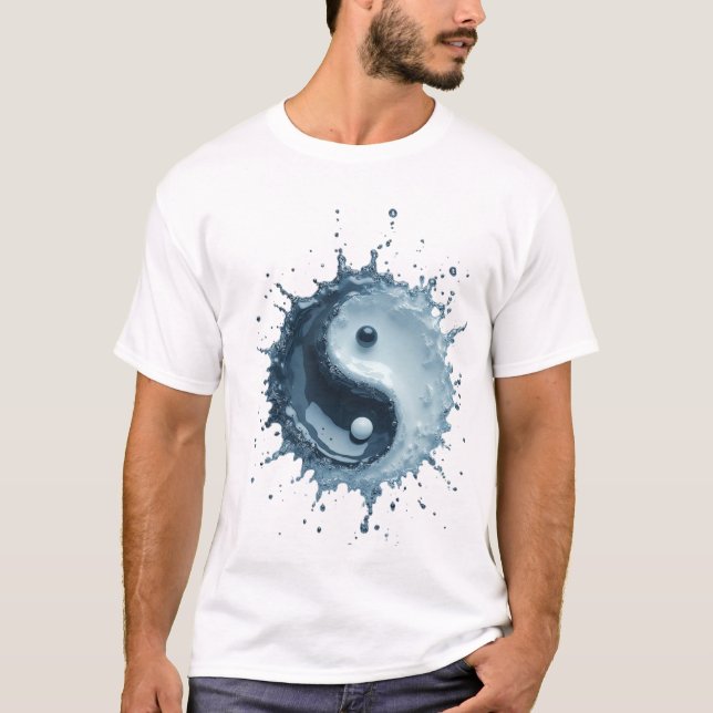T-shirt Symbole Yin Yang de projection d'eau dynamique (Devant)