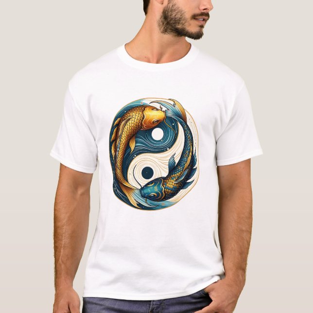 T-shirt SYMBOLE YIN Yang Koi Fish (Devant)