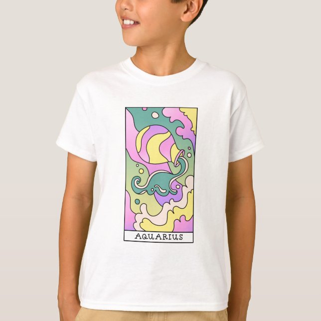 T-shirt SYMBOLE Zodiaque Aquarius Art Abstrait Vintage (Devant)