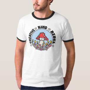 T-shirt Symbole Zodiaque Aquarius Fleurs de Champignons T-