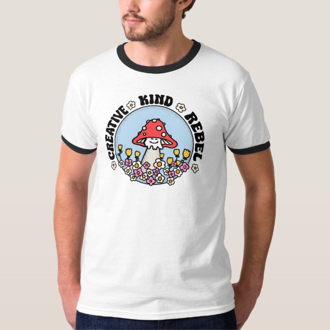 T-shirt Symbole Zodiaque Aquarius Fleurs de Champignons T- (Devant)