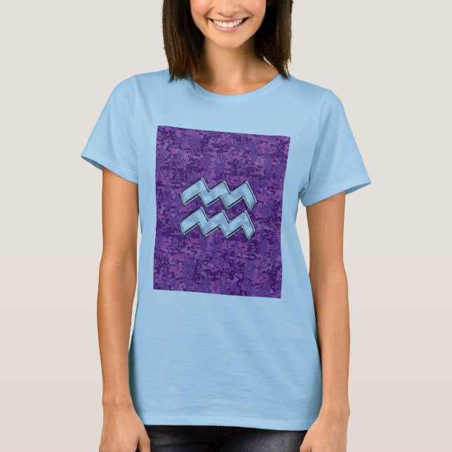 T-shirt Symbole Zodiaque Aquarius sur le camouflage numéri (Devant)