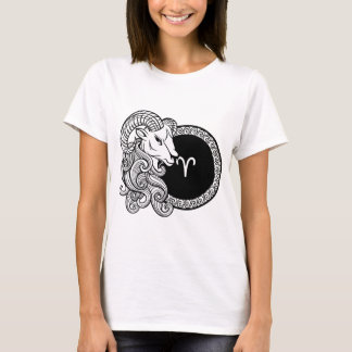 T-shirt SYMBOLE Zodiaque Aries Basique Noir Et Blanc