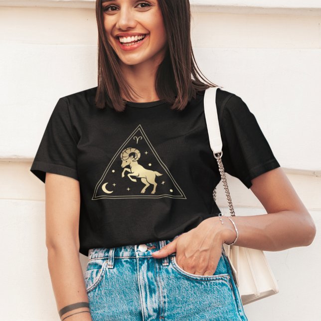 T-shirt SYMBOLE Zodiaque Aries Élément de feu en or (Créateur téléchargé)