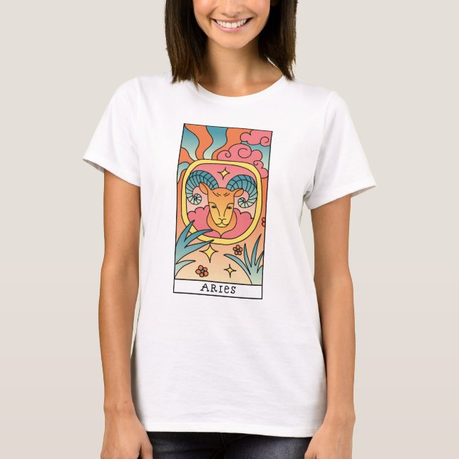 T-shirt SYMBOLE Zodiaque Aries Vintage Art Abstrait (Devant)