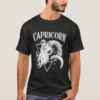 T-shirt Symbole Zodiaque Blackcraft Capricorne Crâne Bague