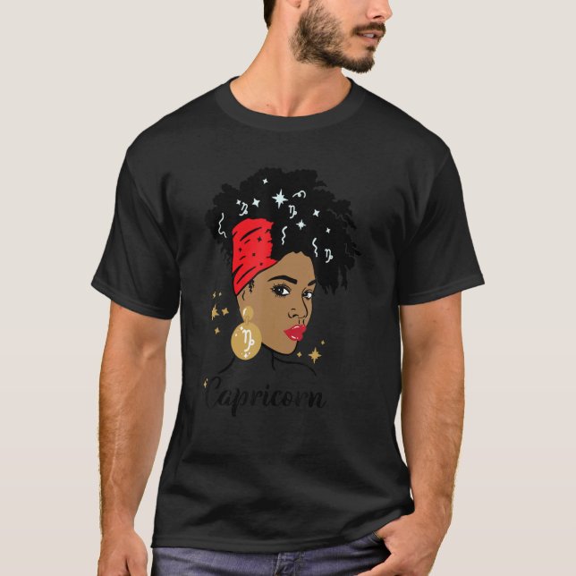 T-shirt SYMBOLE Zodiaque Capricorne Horoscope Cute Afro As (Devant)