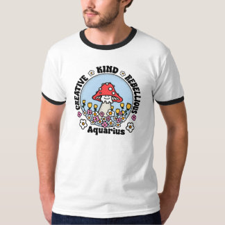 T-shirt Symbole zodiaque des fleurs de champignons Aquariu