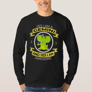 T-shirt SYMBOLE Zodiaque Gémeaux T Rex Dinosaur H