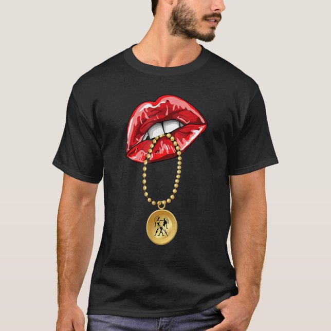 T-shirt SYMBOLE Zodiaque Gemini Girl Juicy Lips Astrologie (Devant)