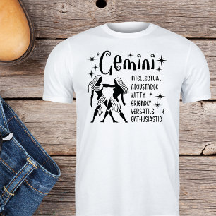 T-shirt Symbole Zodiaque Gemini Horoscope Personnalité Tra