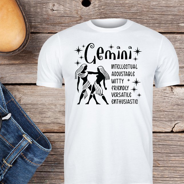 T-shirt Symbole Zodiaque Gemini Horoscope Personnalité Tra (Créateur téléchargé)