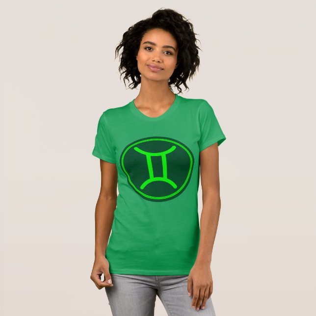 T-shirt Symbole zodiaque Gemini Mélange vert (Devant entier)