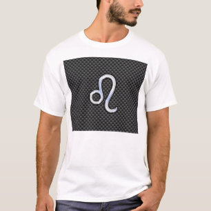T-shirt Symbole Zodiaque Leo Argent Fibre Carbone Charbon