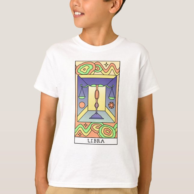 T-shirt SYMBOLE Zodiaque Libra Art Abstrait Vintage (Devant)