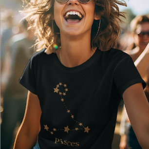 T-shirt SYMBOLE Zodiaque Moderne Poissons Or   Eau de l'él