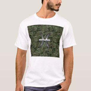 T-shirt Symbole zodiaque Pisces Camo numérique vert Woodla