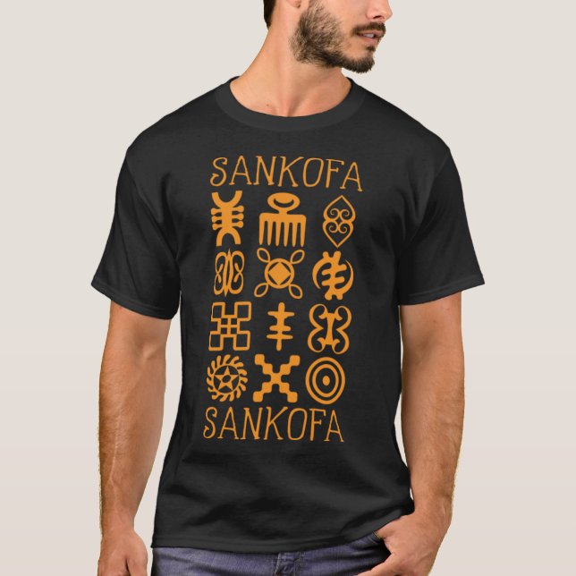 T-shirt Symboles africains Sankofa Adinkra. Ghana Black Pr (Devant)