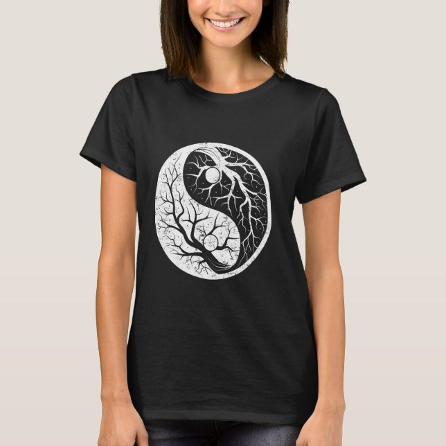 T-shirt Symboles chinois Ying et Yang Trees (Devant)