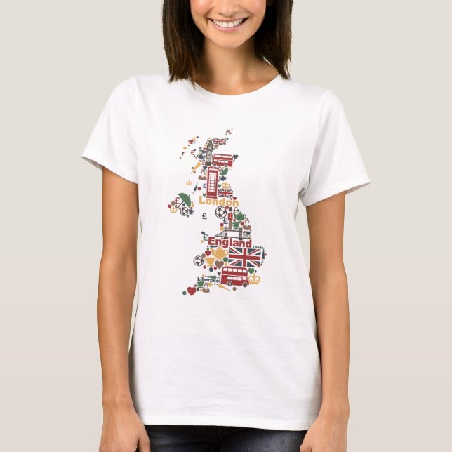 T-shirt Symboles de carte de l'Angleterre (Devant)