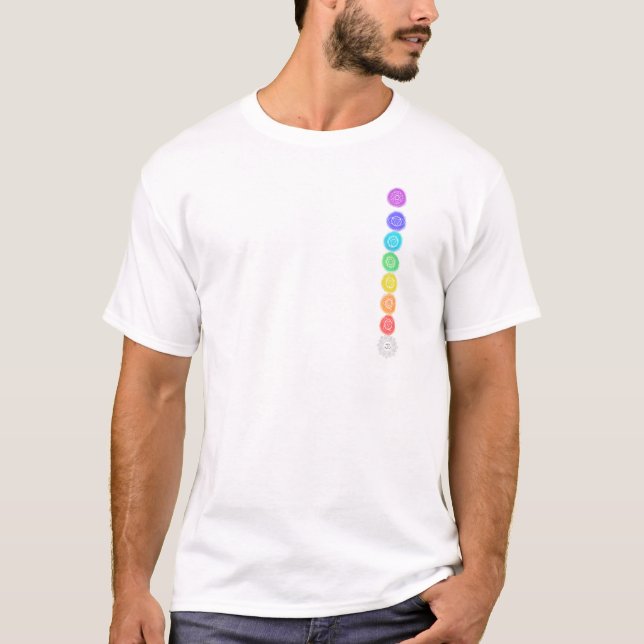 T-shirt *~* Symboles de chakra arc-en-ciel Aquarelle Om (Devant)