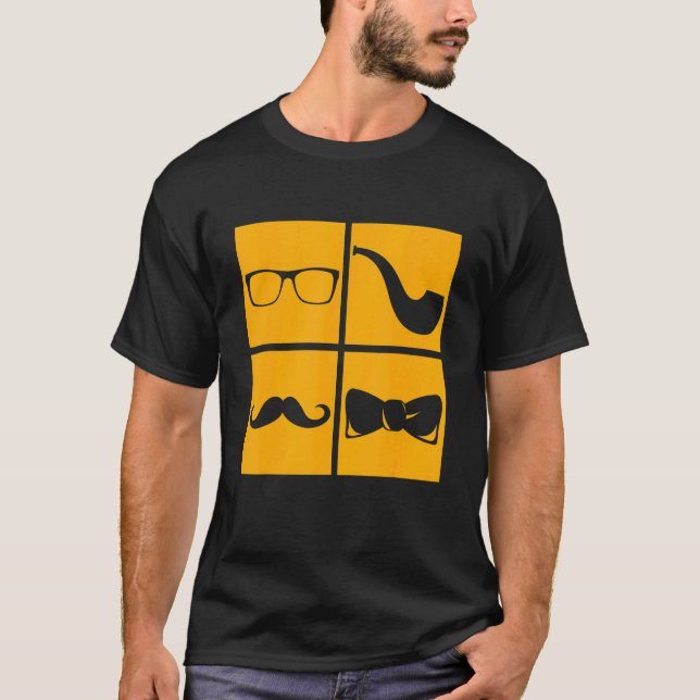T-shirt Symboles de Hipster Mustache Tuyauterie Lunettes d (Devant)