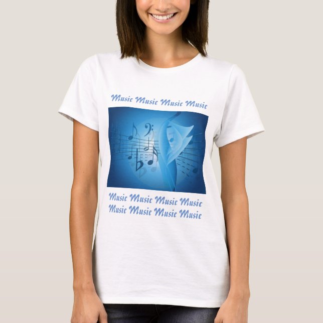 T-shirt symboles de musique et notes blanches (Devant)
