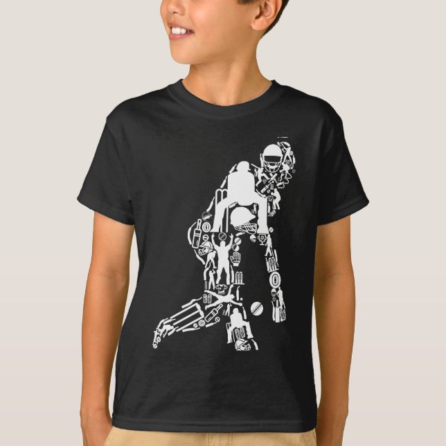 T-shirt Symboles de sport de cricket joueur de cricket (Devant)