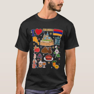 T-shirt Symboles dessinés main arménienne Arménie Carte cu