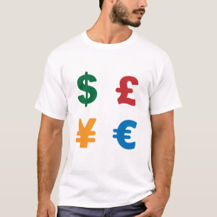 T-shirt Symboles devise - dollar livre yen euro