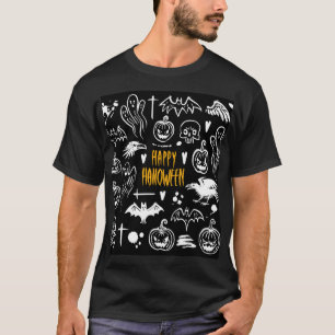 T-shirt Symboles d'Halloween dessinés à la main, collectio
