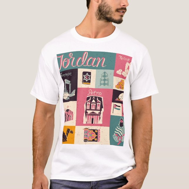 T-shirt Symboles illustrés de la culture jordanienne (Devant)