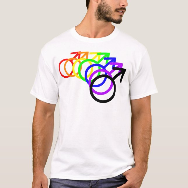 T-shirt Symboles mâles arc-en-ciel (Devant)