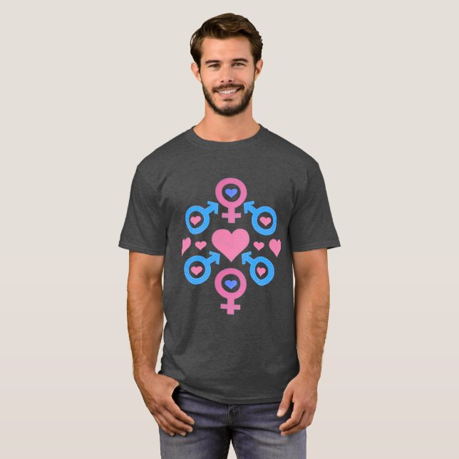 T-shirt Symboles masculins et féminins (Devant entier)