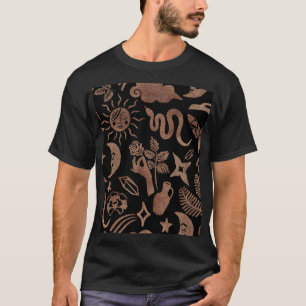 T-shirt Symboles mystiques : serpent, soleil, lune.