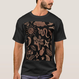 T-shirt Symboles mystiques : serpent, soleil, lune.