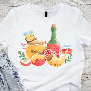 T-shirt Symboles Pastel Watercolor Rosh Hashanah