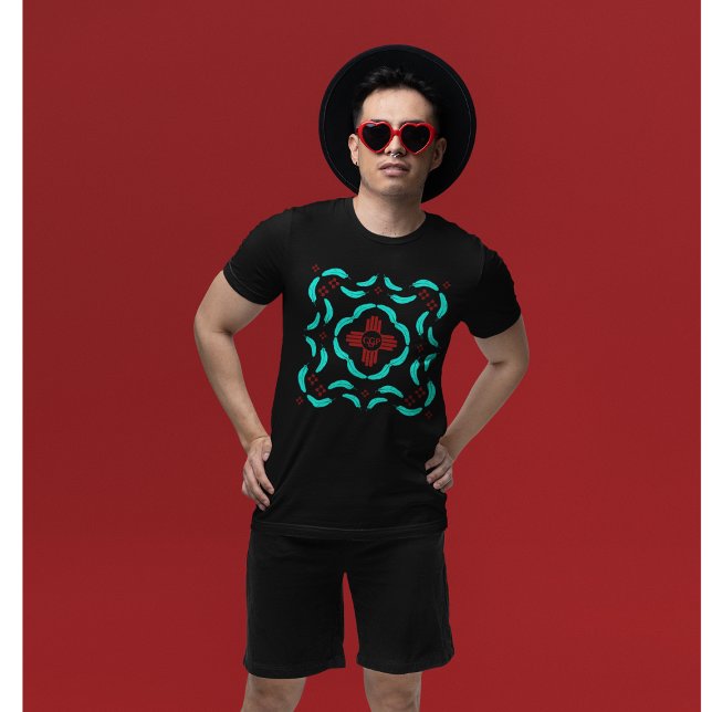 T-shirt Symboles Red Zia Nouveau-Mexique Plumes turquoise (Créateur téléchargé)