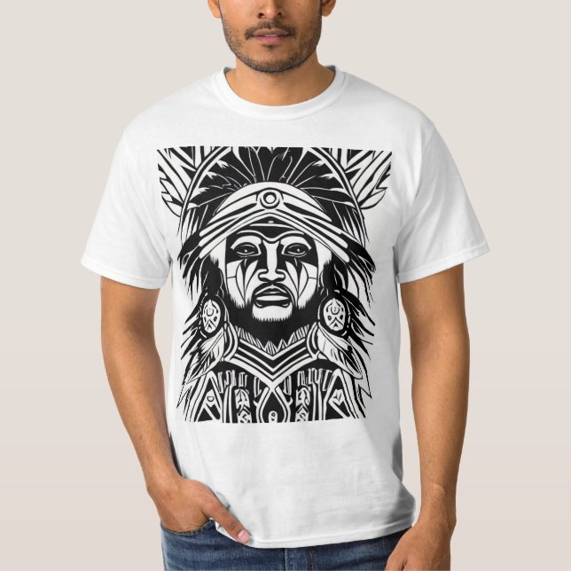 T-shirt Symboles sacrés : Native American Linework Design. (Devant)