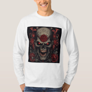 T-shirt Symboles sataniques, visage zombie en colère, étra