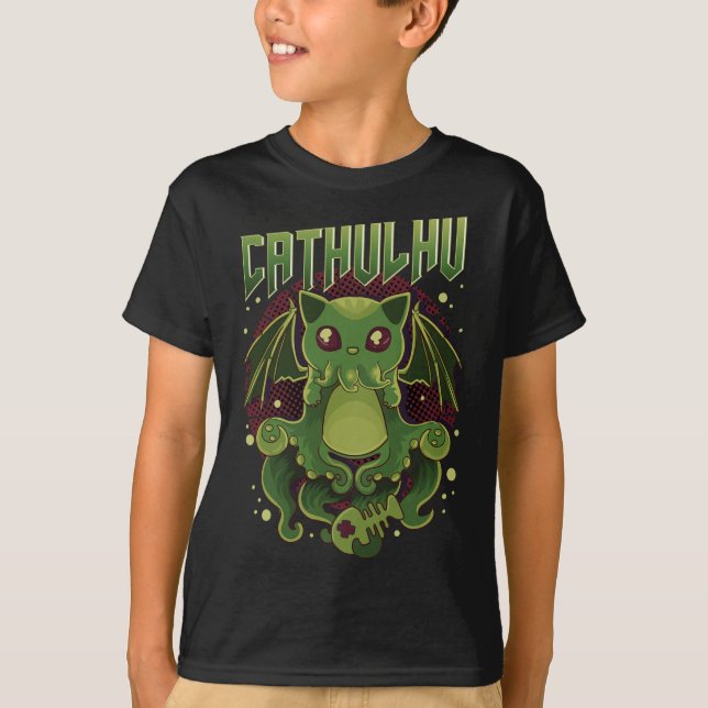T-shirt Sympa Cathulhu Kawaii Cat Cthulhu (Devant)