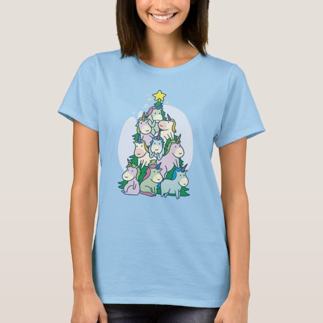 T-shirt Sympa Christmas Unicorn Tree (Devant)