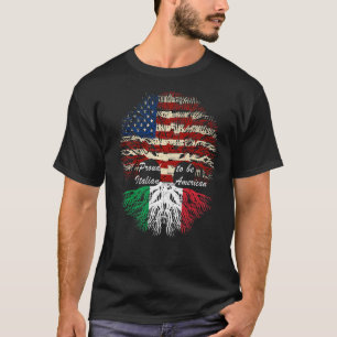 T-shirt Sympa Drapeau Italien Américain Arbre Fier D'Être 