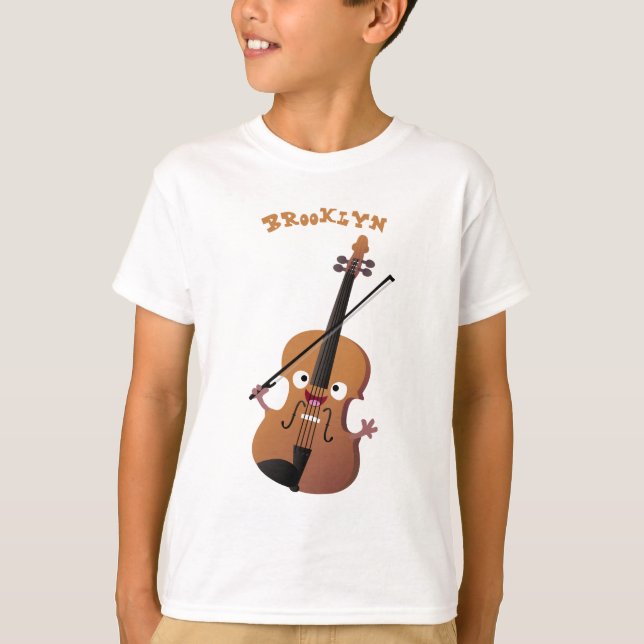 T-shirt Sympa drôle violon personnage de dessin animé (Devant)