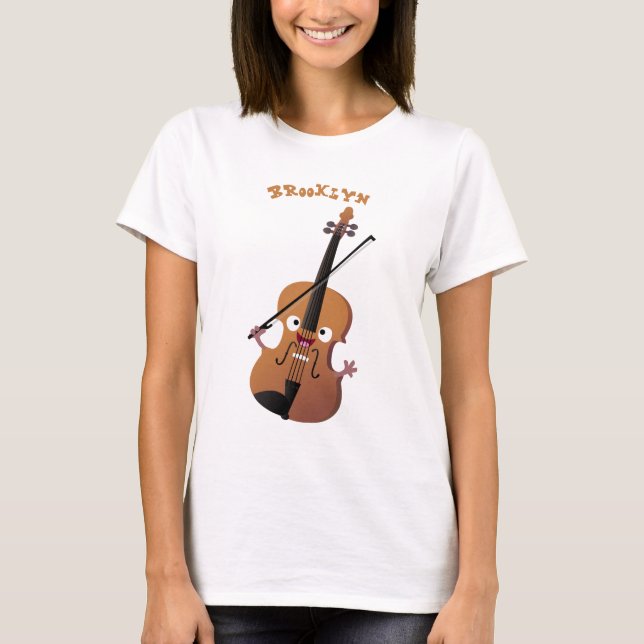 T-shirt Sympa drôle violon personnage de dessin animé (Devant)